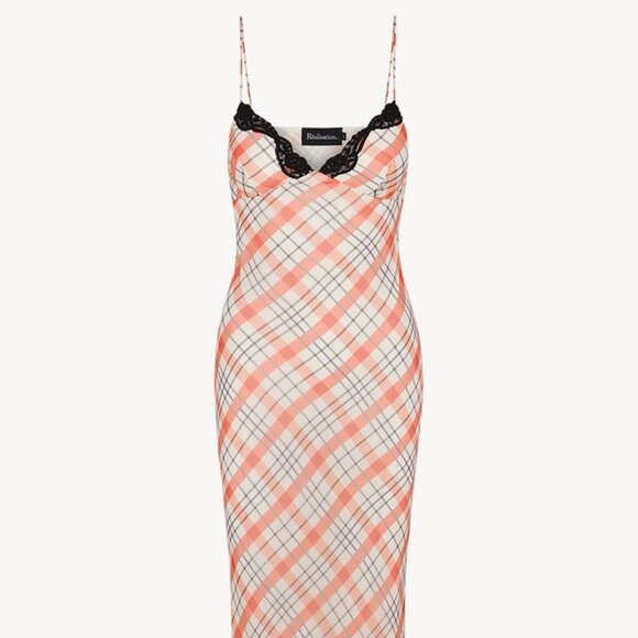 Realisation Par Karlie Dress in Summer Check XS -NWT- $260- Silk Maxi Slip Dress - Picture 3 of 9
